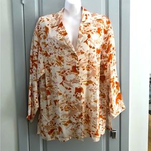 NWT Cos Relaxed Camp Collar tunic. Size 12 Orange print